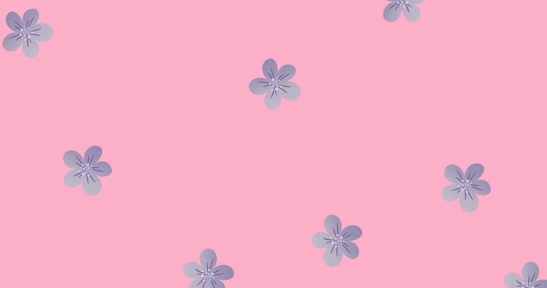 Floating Blue Florals on Soft Pink Background for Patterns