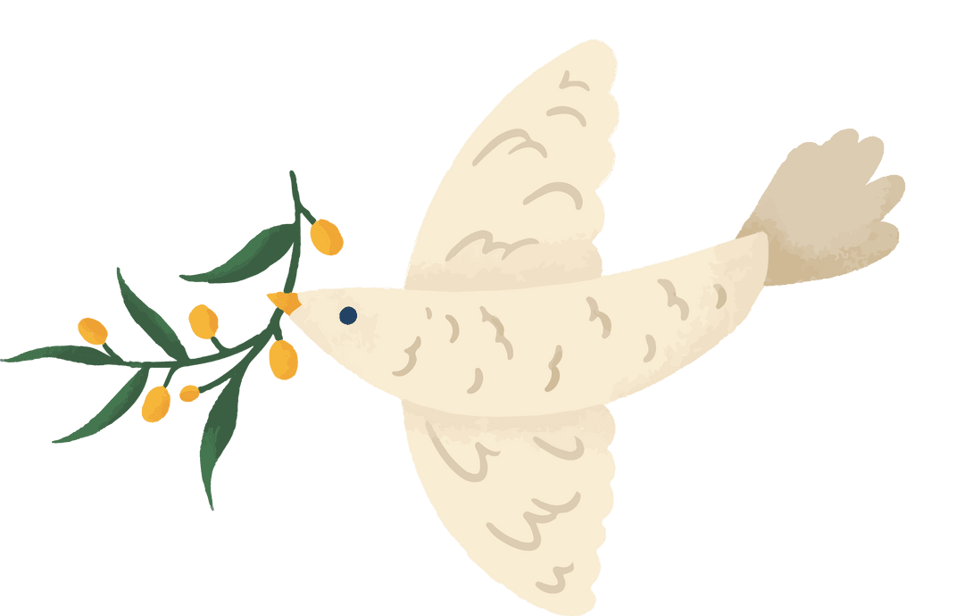 Elegant Cream Bird Carrying Fruit Branch with Transparent Background