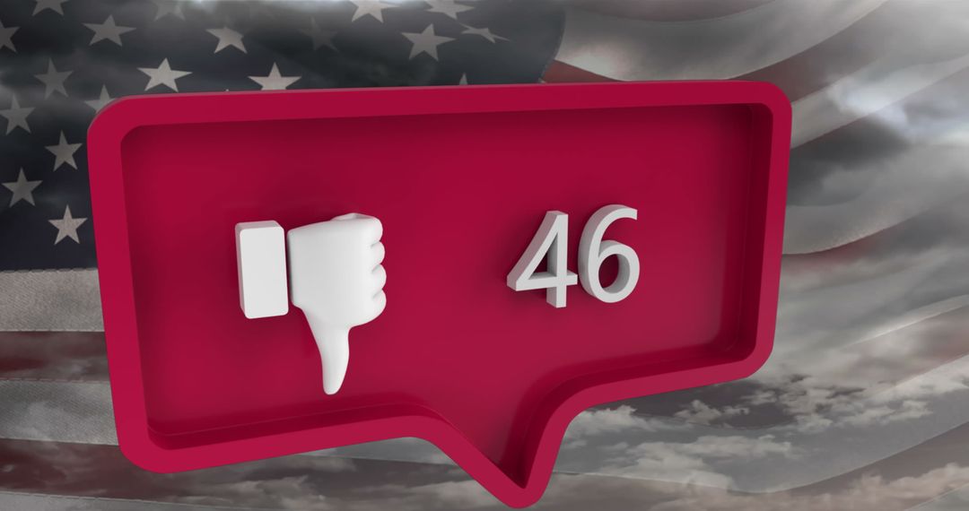 Dislike Icon with Number on USA Flag Background
