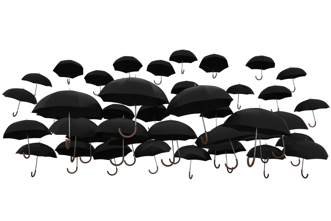 Group of Transparent Black Umbrellas Computer Graphic on White Background - Download Free Stock Images Pikwizard.com