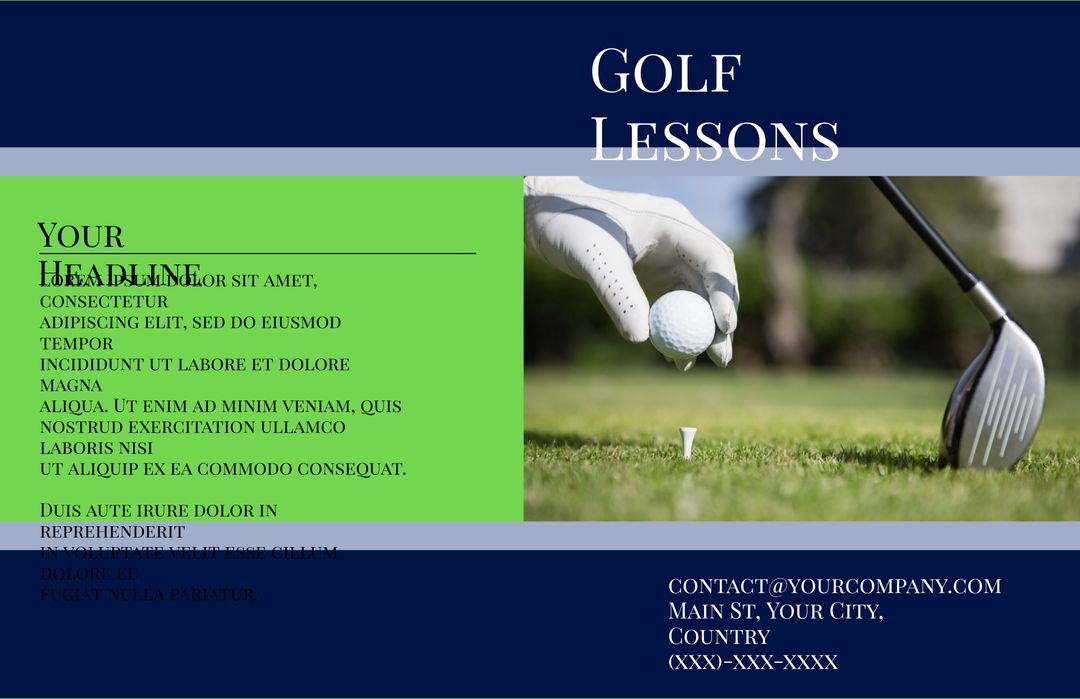 Dynamic Golf Swing Highlight in Promotional Template for Lessons