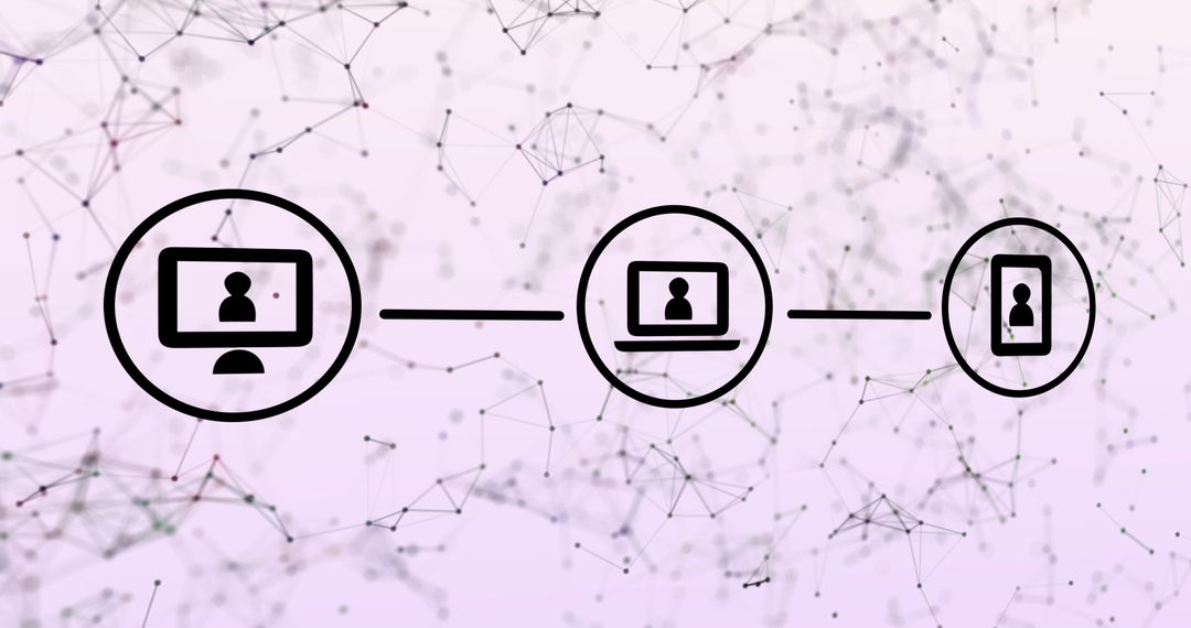 Digital network icons with abstract plexus background