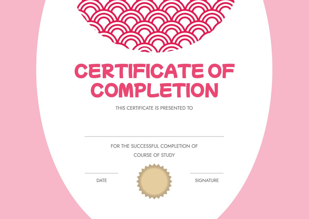 Certificate of Completion for Successful Course Completion - Download Free Stock Templates Pikwizard.com