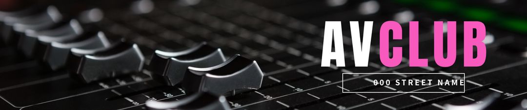 Dynamic music club banner with neon piano keys