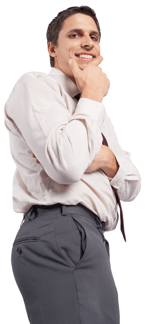 Transparent Businessman Confidently Strategizing Future Plans