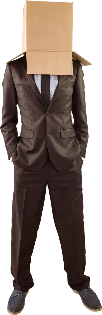 Transparent anonymous businessman with cardboard box head in suit - Download Free Stock Images Pikwizard.com