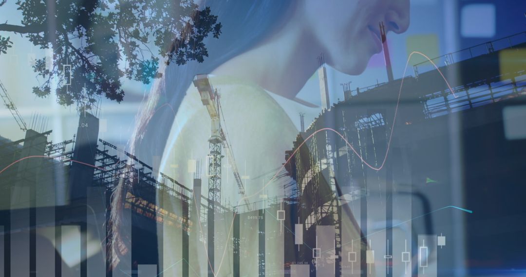 Businesswoman Overseeing Global Financial Growth and Data Analytics