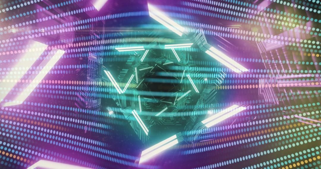 Futuristic Neon Light Patterns with Geometric Design