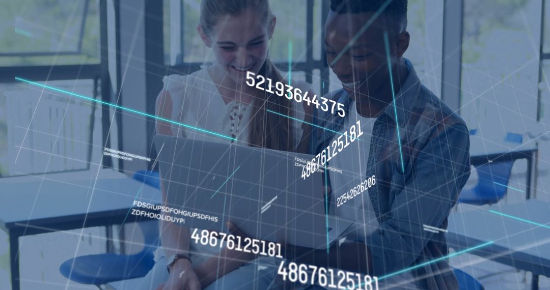 Students Collaborating on Laptop in Digital Classroom