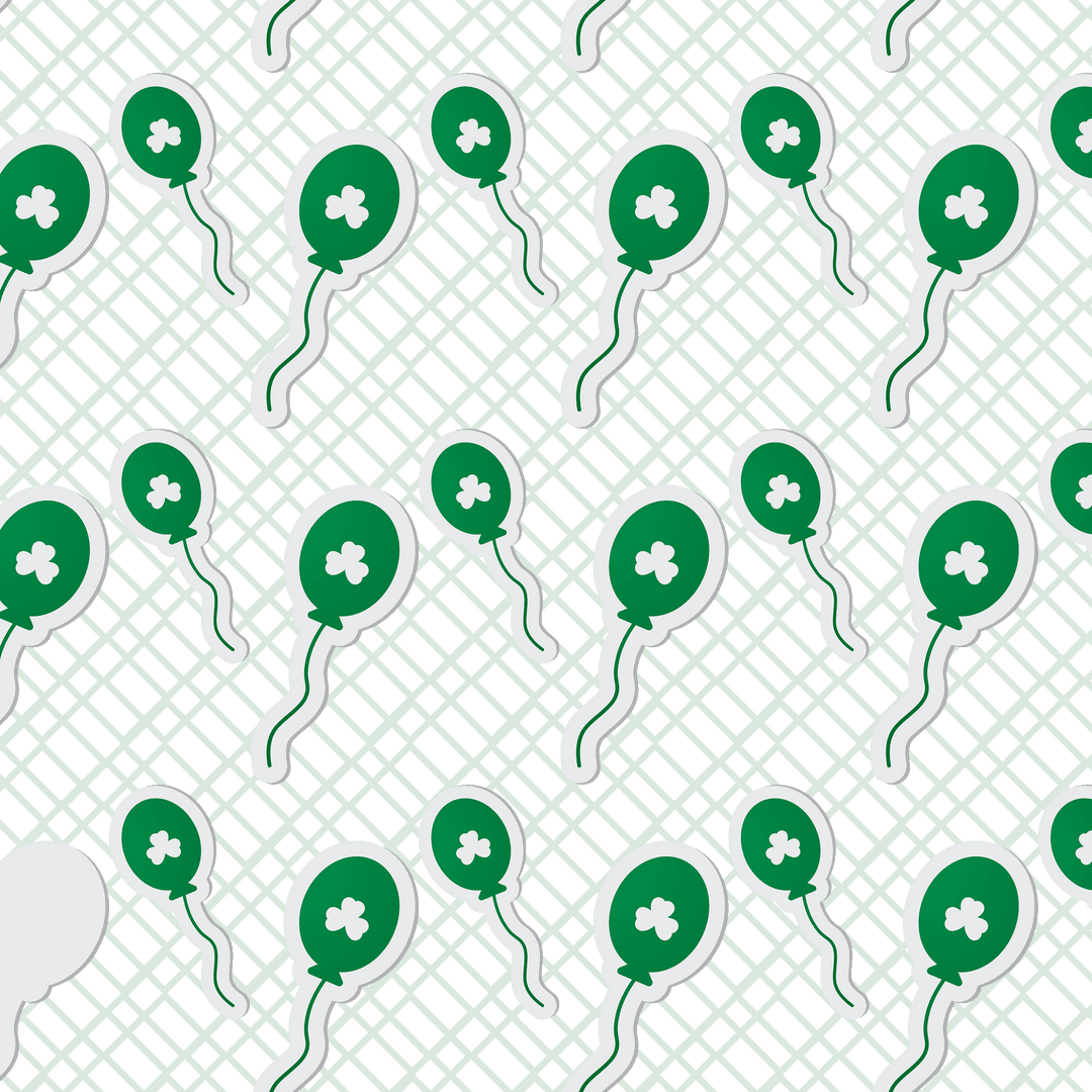 Transparent Background with Green Shamrock Balloons for St. Patrick's Day