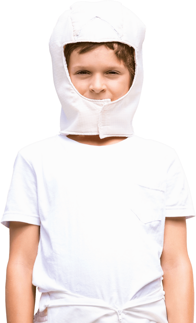 Playful Child Wearing Transparent Astronaut Helmet for Pretend Play