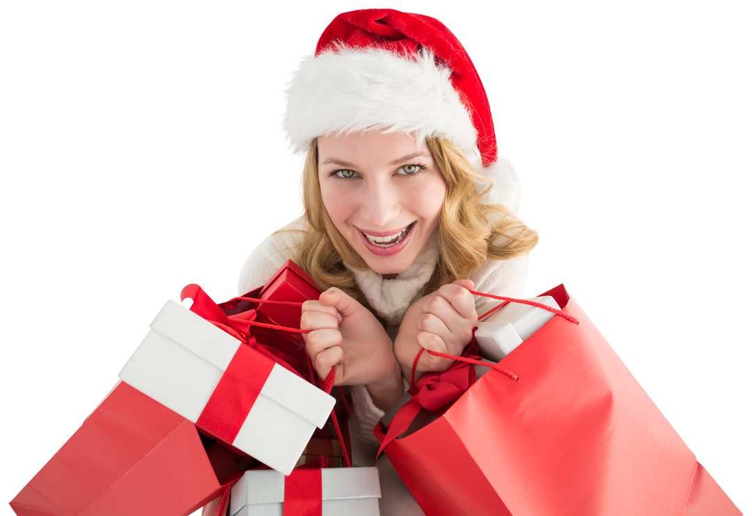 Festive Woman in Winter Attire Holding Holiday Gifts Transparent Background - Download Free Stock Images Pikwizard.com