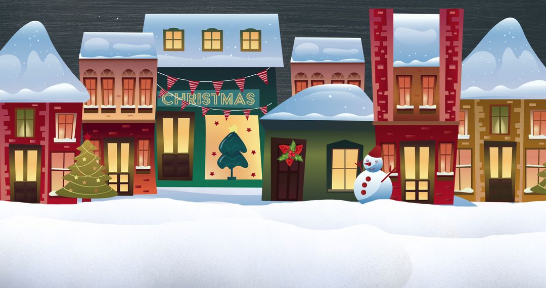 Whimsical Christmas Village with Snow and Decorations