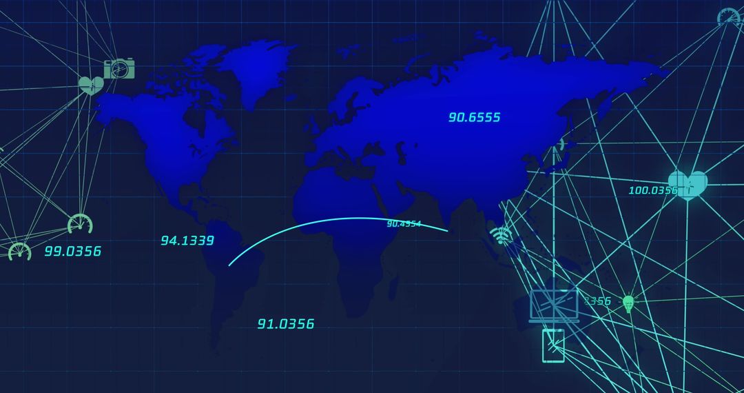 Global Network Connections Over World Map Design