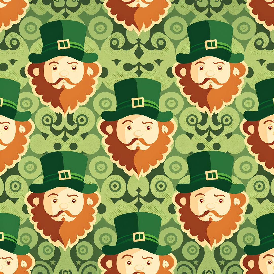Pattern of leprechaun faces on green background, created using generative ai technology - Free Images, Stock Photos and Pictures on Pikwizard.com