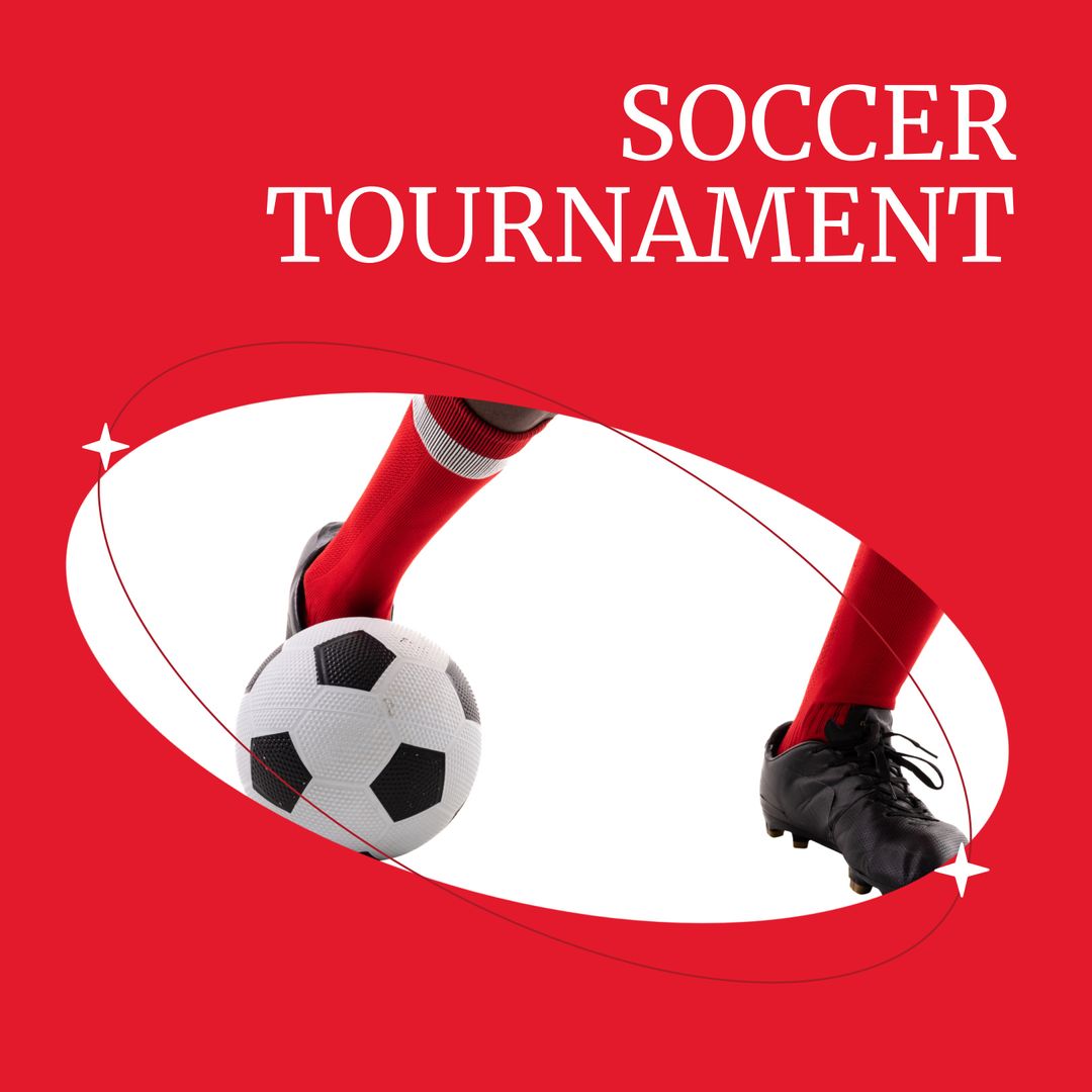 Soccer Tournament Poster with Footballer and Ball on Red Background - Download Free Stock Templates Pikwizard.com