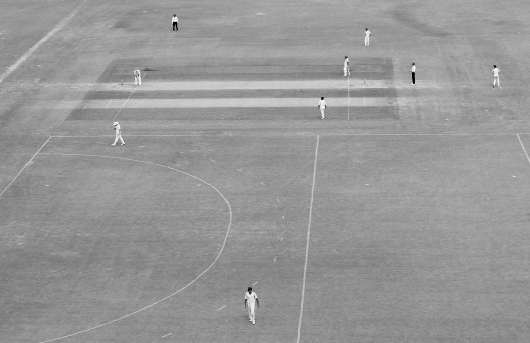 Black-and-White Aerial View of Cricket Match in Progress - Free Images, Stock Photos and Pictures on Pikwizard.com