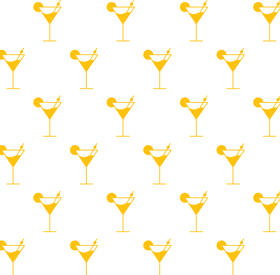 Yellow Martini Glass Pattern on Transparent Background
