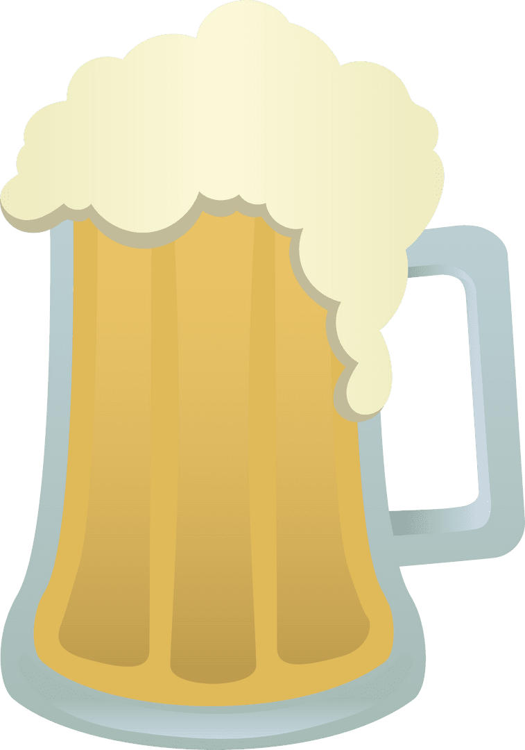 Transparent Vector of Beer Mug with Frothy Foam