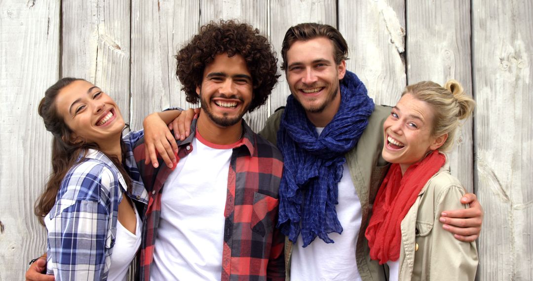 Group of Diverse Friends Laughing Together Outdoors - Free Images, Stock Photos and Pictures on Pikwizard.com