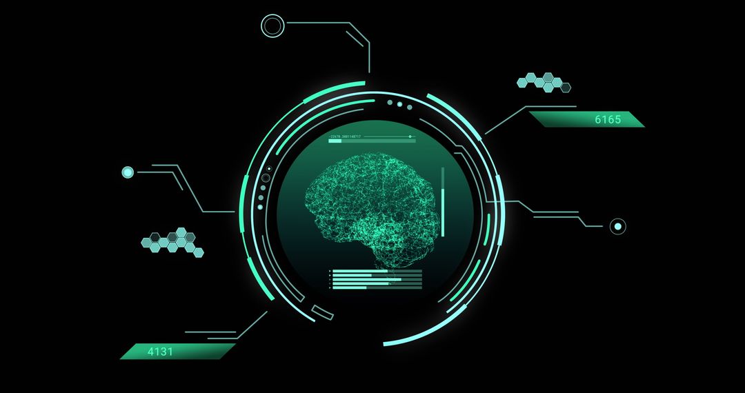 Futuristic Brain Visualization with Digital Data Interface