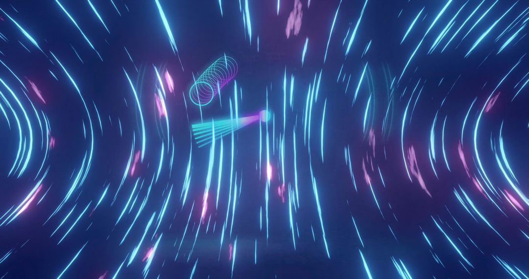 Futuristic Neon Lights with Abstract Digital Shapes in Void