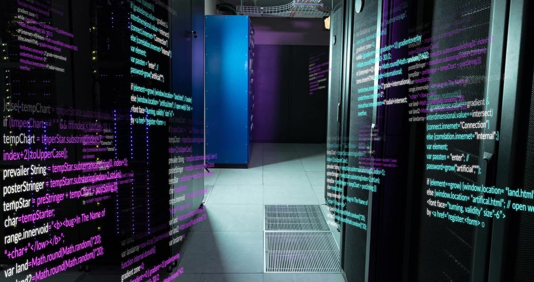 Complex Programming Code Overlay in Advanced Data Center - Free Images, Stock Photos and Pictures on Pikwizard.com