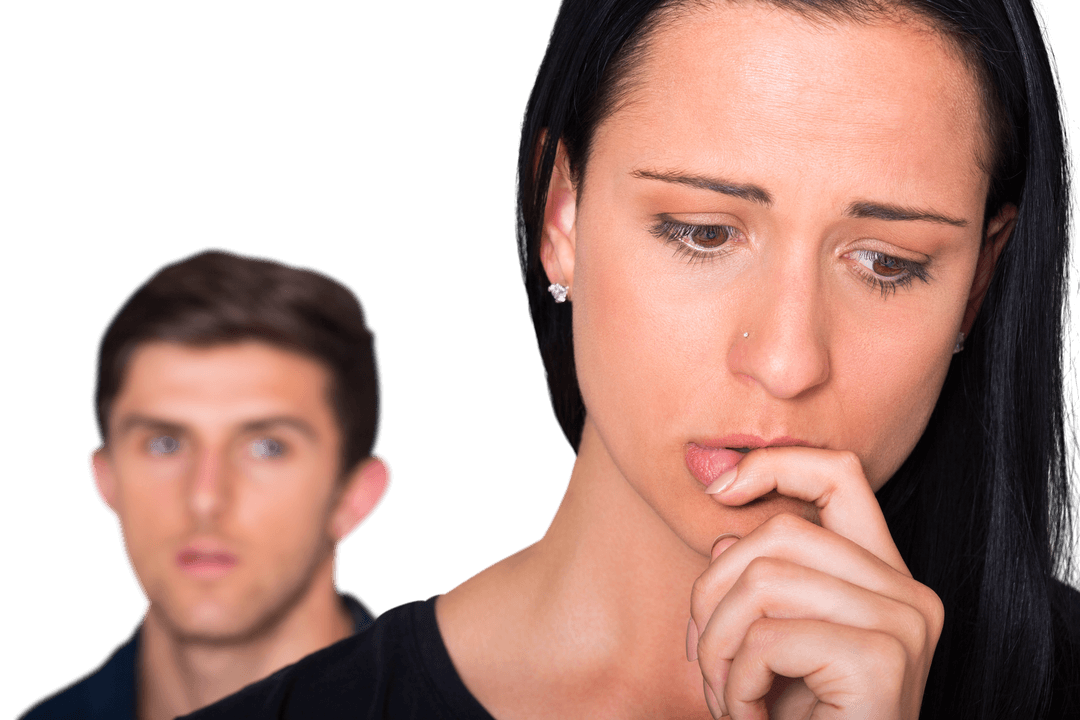 Transparent Background of Concerned Couple After Argument