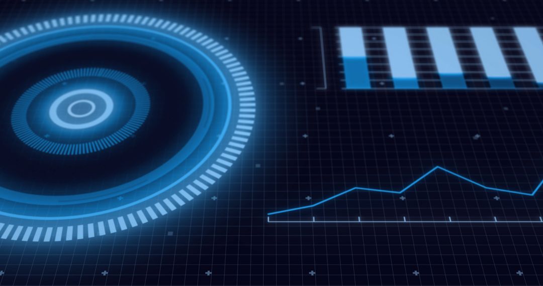 Futuristic Data Interface with Digital Scan and Charts