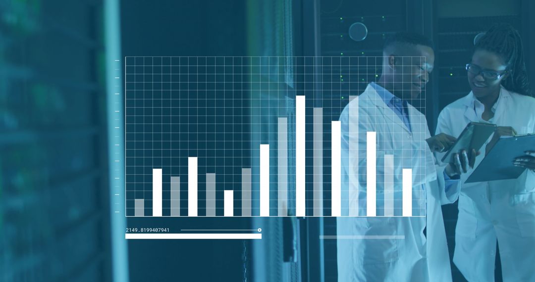 Data Analysis by IT Professionals Amidst Computer Servers