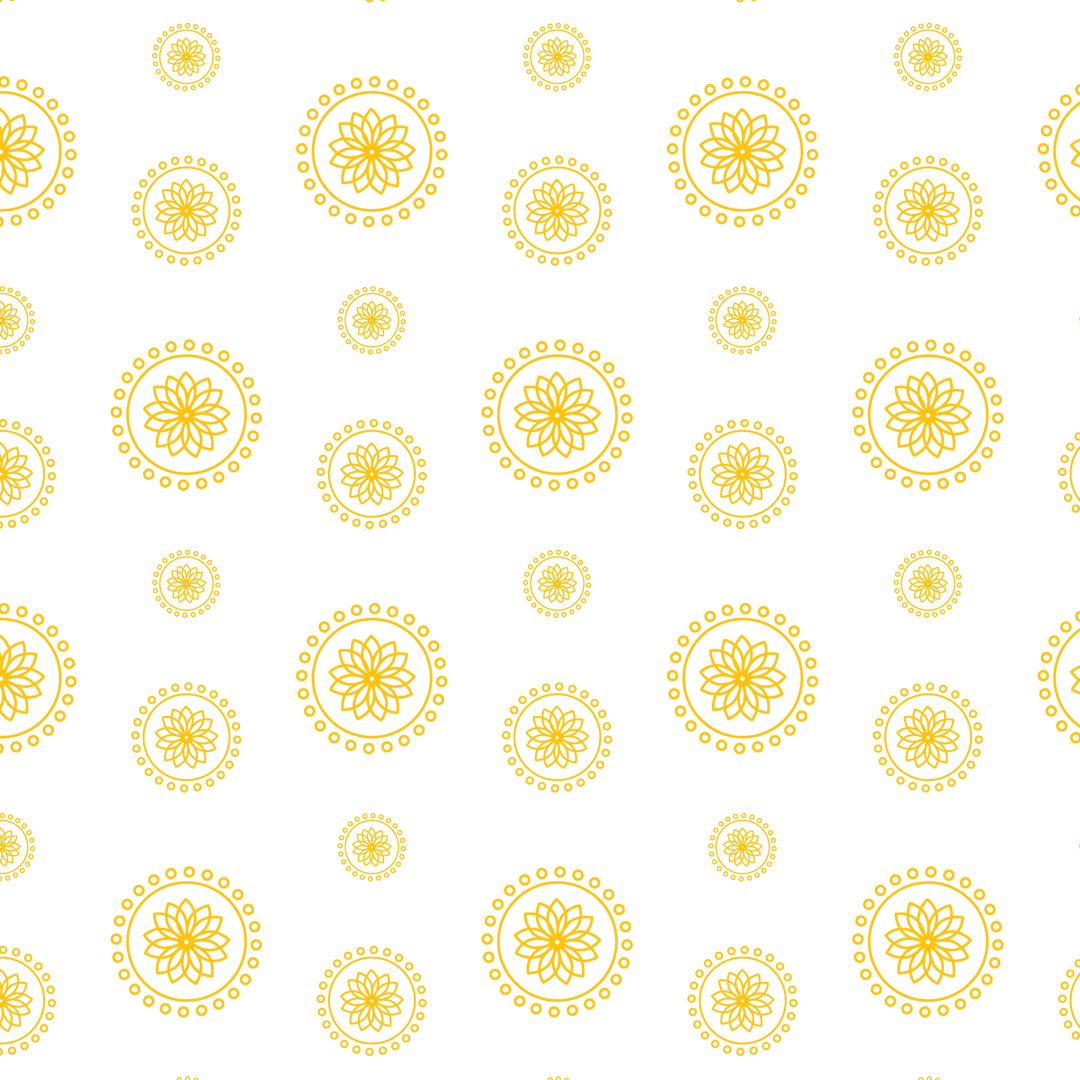 Gold Floral Pattern on Transparent Background Repeated Abstract Design