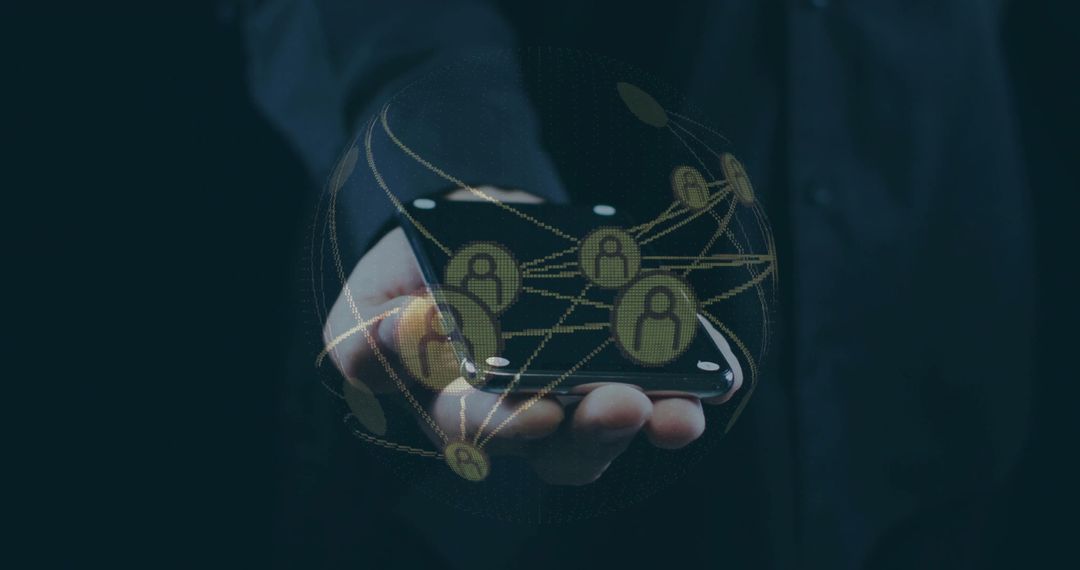 Modern Connectivity: Holding Smartphone with Digital Globe Network Overlay