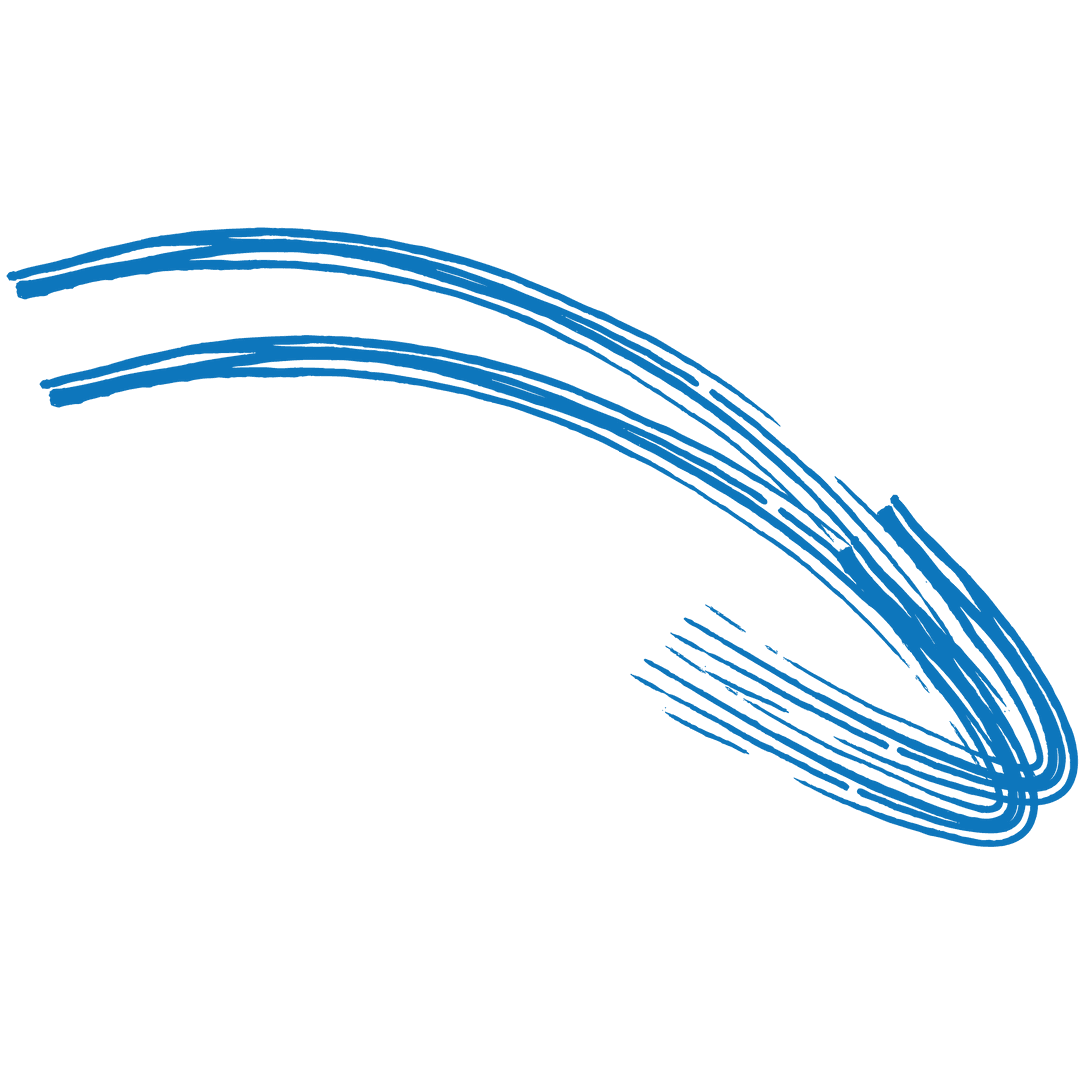 Blue Curved Arrow on Transparent Background