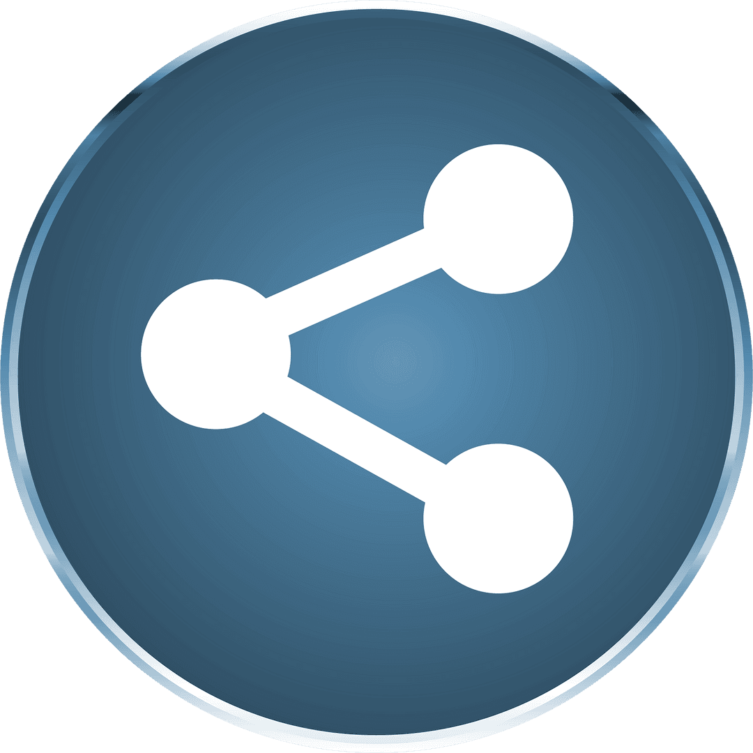 Digital Share Symbol in Blue Circle on Transparent Background