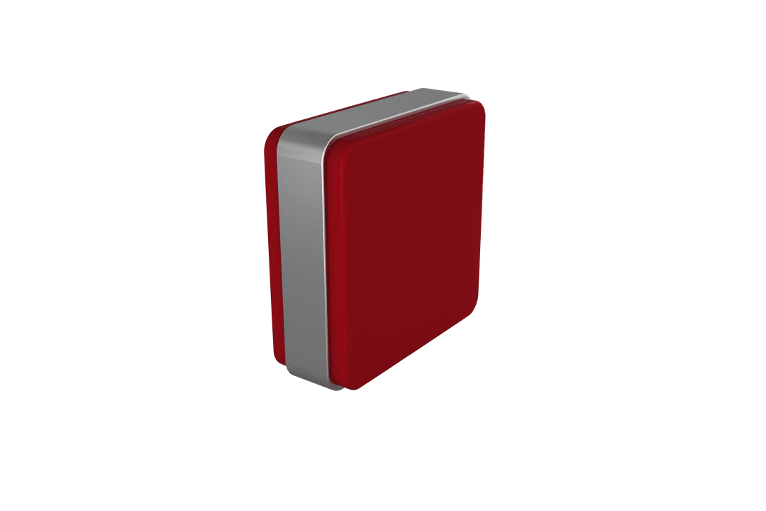 3D Red Cube With Metallic Stripe on Transparent Background