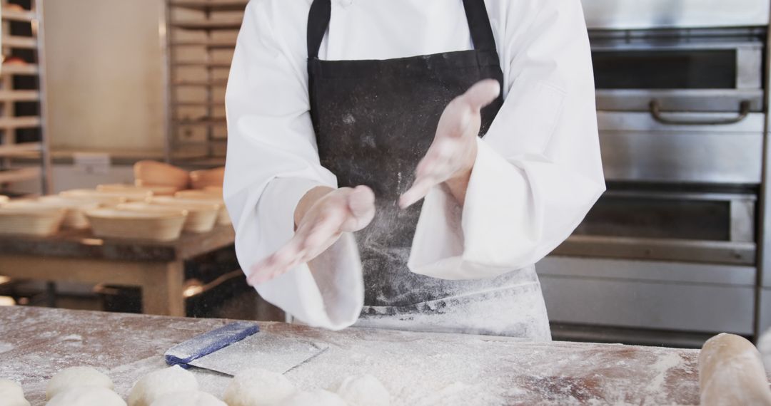 Chef Preparing Bread Dough in Commercial Kitchen - Free Images, Stock Photos and Pictures on Pikwizard.com