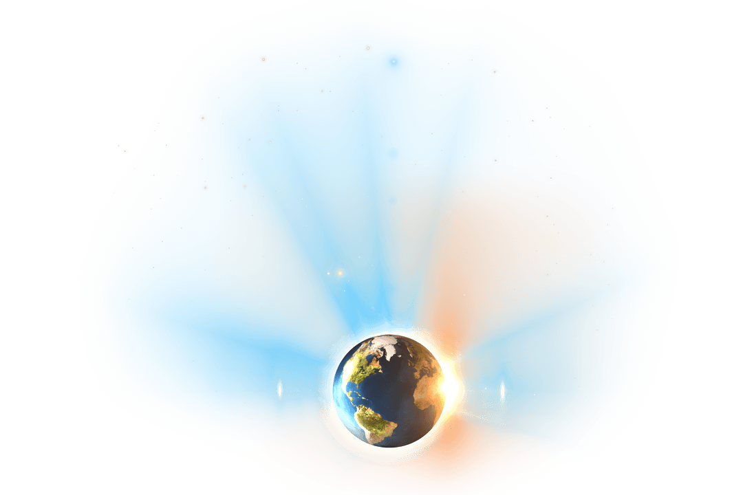 Transparent Cosmic Globe with Colorful Light Trails