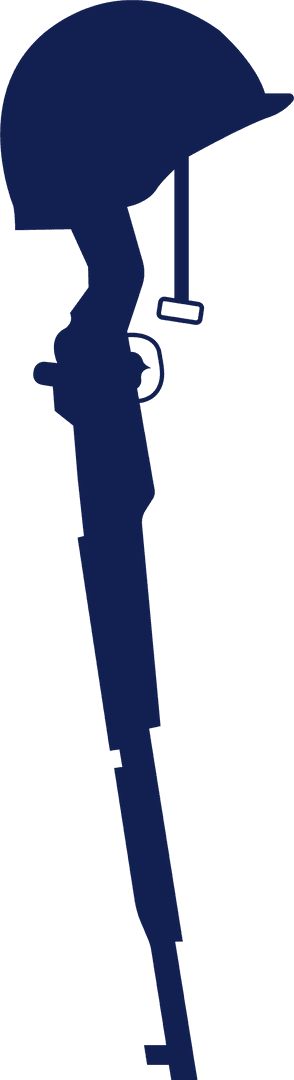 Battlefield Cross Silhouette with Rifle, Helmet, and Dog Tags on Transparent Background