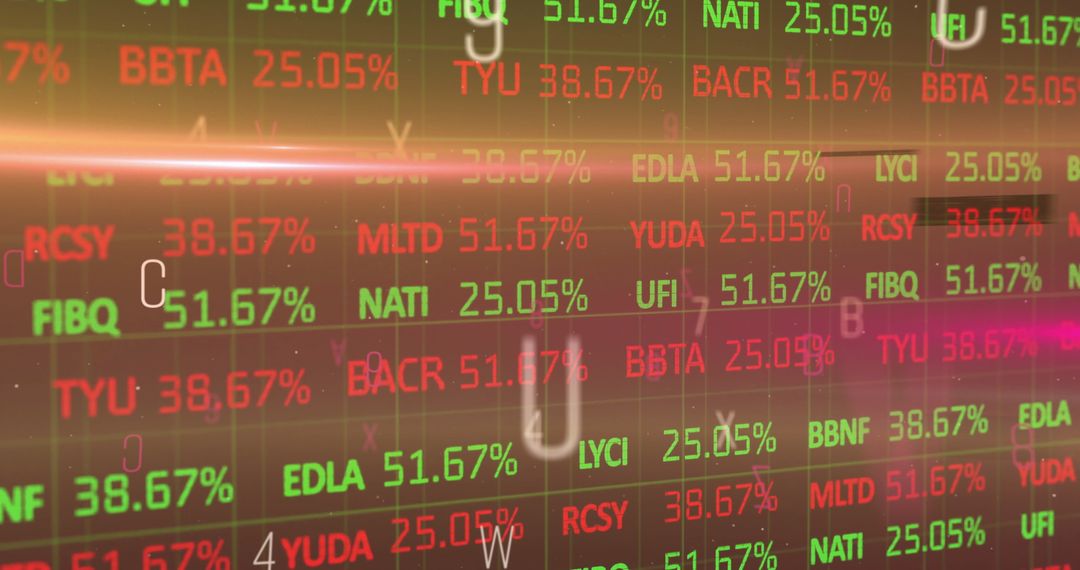 Digital Stock Market Data Flow Display on Black Background