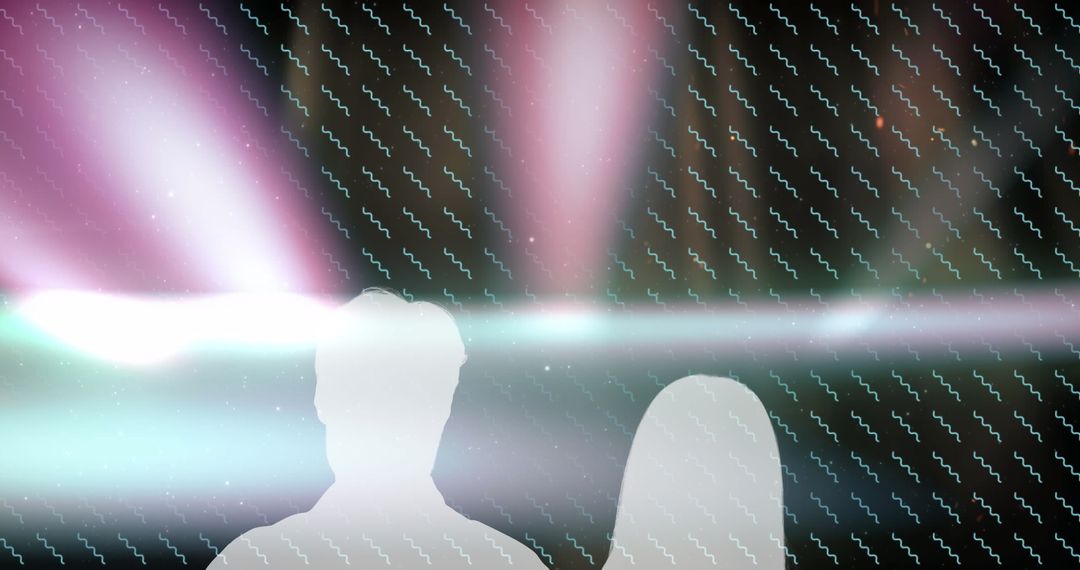 Digital Silhouette Couple with Moving Patterns