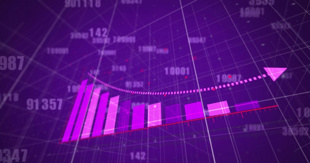 Digital Data Analysis Concept with Glowing Graph on Purple Background