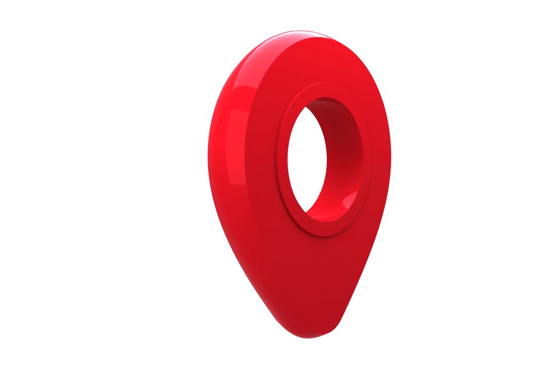 Red Navigation Marker Pin Symbol on Transparent Background