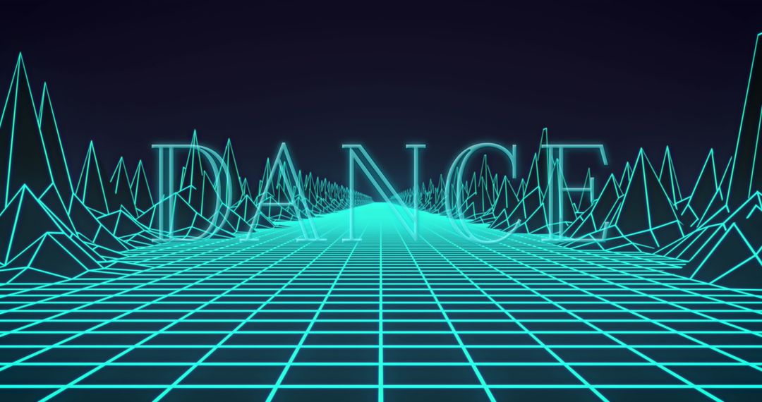 Retro Futuristic Digital Mountains with Dance Text