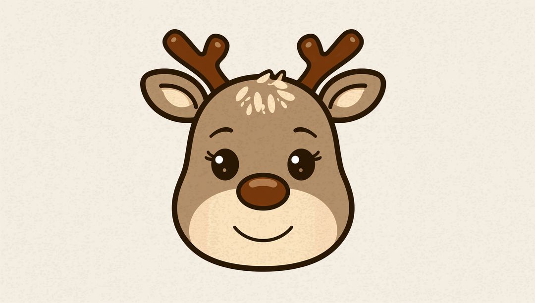 Smiling Cute Deer Head Mascot Flat Minimal Vector for Kids Branding