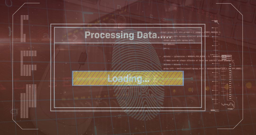 Data Processing with Digital Fingerprint and Padlock Icons