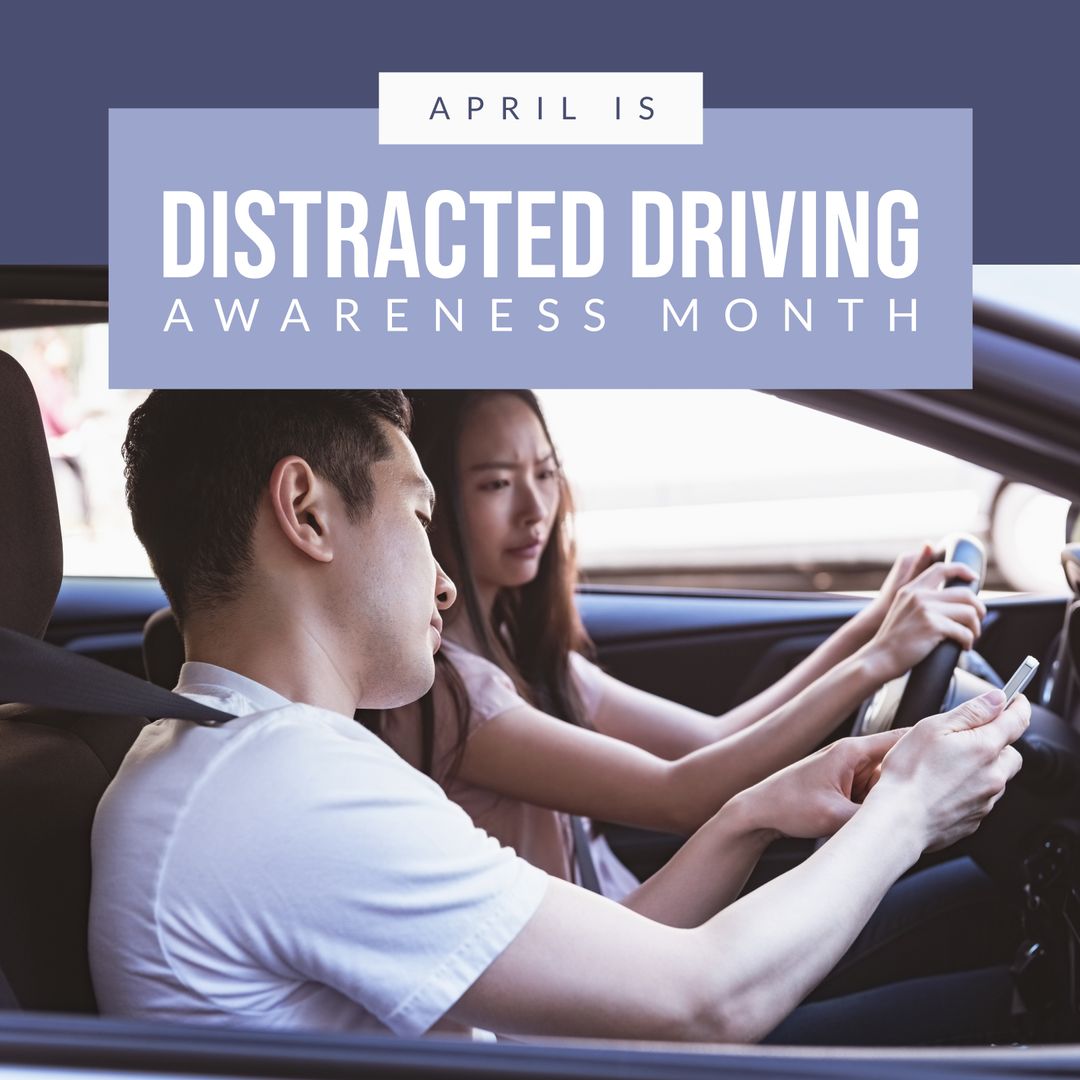 Distracted Driving Awareness Month – Focus on Road Safety - Download Free Stock Templates Pikwizard.com