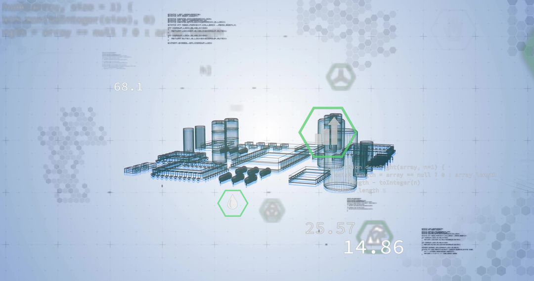 3D Industrial Plant Model with Technical Overlays