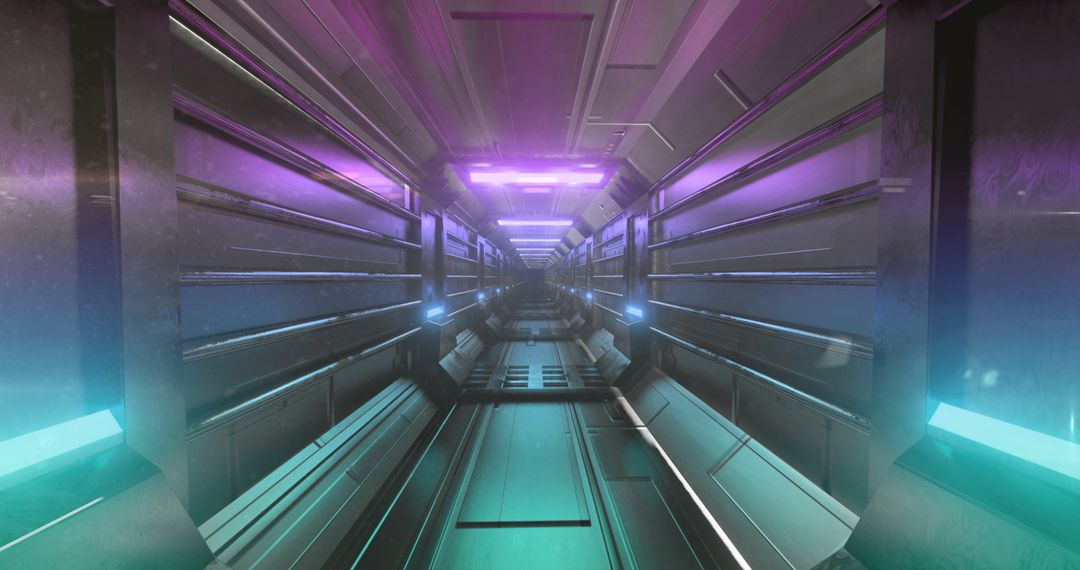 Futuristic Glowing Tunnel with Neon Light Trails