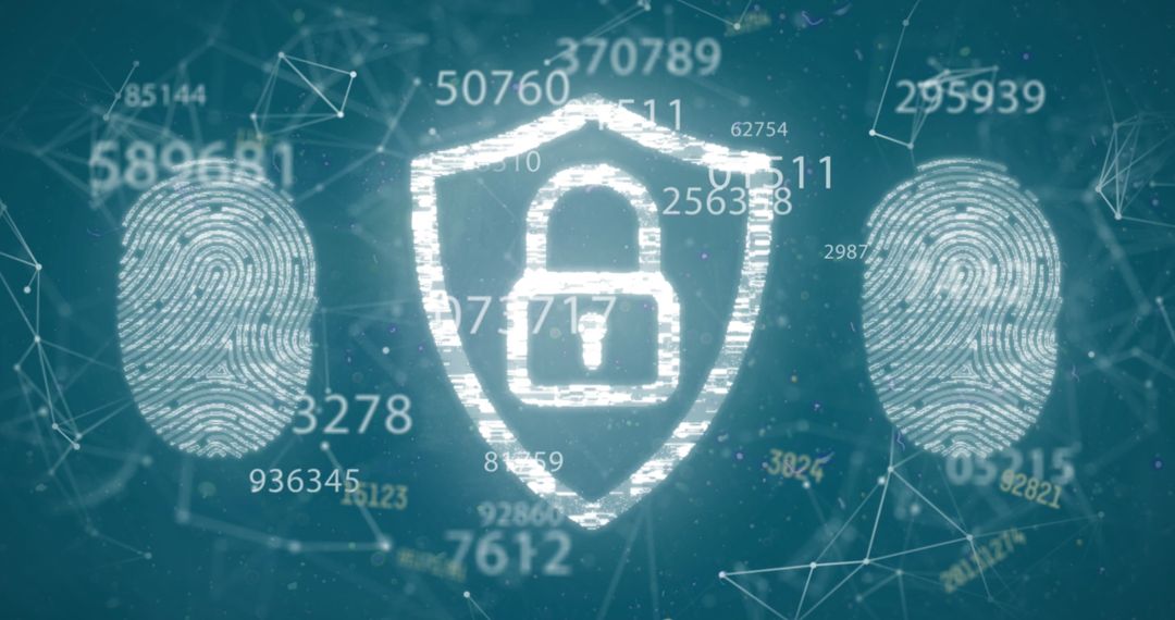 Cybersecurity Padlock with Fingerprint and Digital Numbers