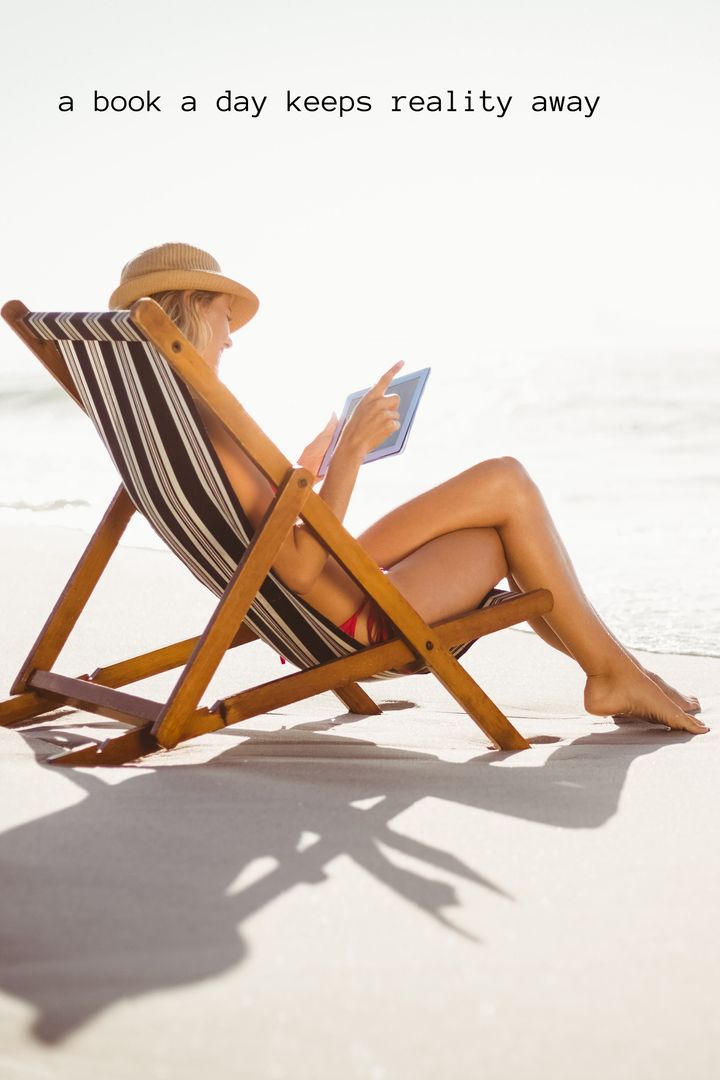Relaxing Beach Reading Experience with Lounge Chair Portrait